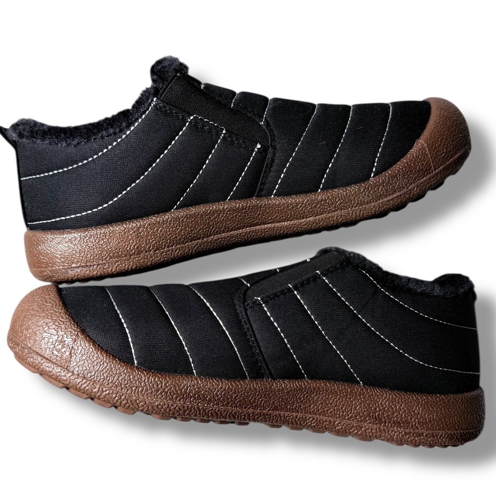 NEW Womens Black Puffer Lined Slip On Shoes Fur Lined Warm Winter Size 9 fluffy - Picture 10 of 11